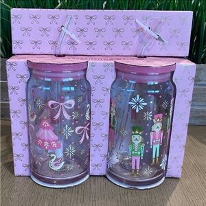 Nutcrackers and Christmas Trees Two Pack Pink Christmas Glass Slippers